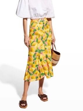 FARM Rio Fresh Lemons Midi Skirt - Size M